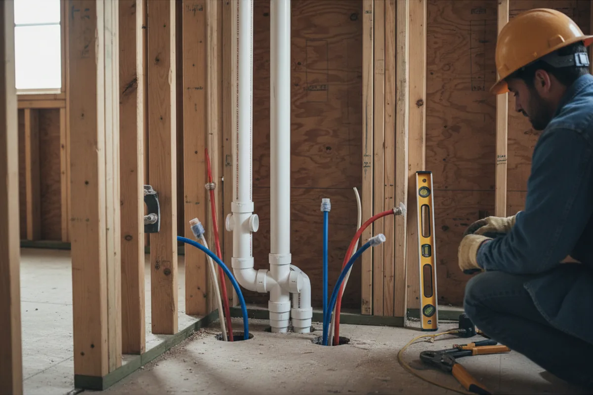 Drain and supply rough-in during Garbage Disposal Repair in Indiana