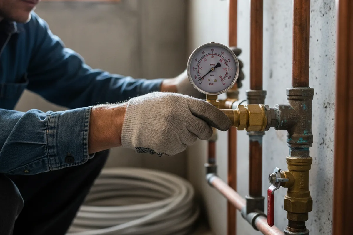 Pressure testing a repaired line during Water Line Repair in Indiana